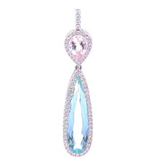 14K White Gold Aquamarine, Morganite, and Diamond Pendant